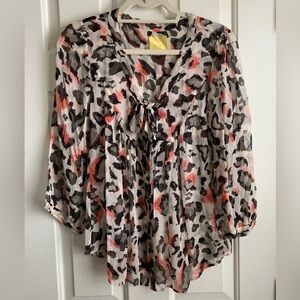 Anthropologie Maeve Animal Print Silk Top Sz 10